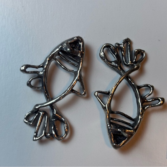 Vintage Sterling Silver Dangle Koy Fish Earrings | eBay Vintage Sterling Silver .925 Sculpted Fish Earrings with Purple Gemstone Eyes! 🐟